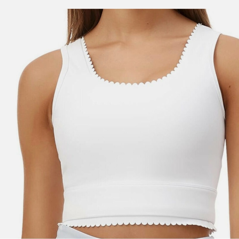 ALL FENIX X ANTHROPOLOGIE White Scalloped Sports Bra Tank